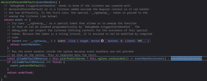 Détail dans l'application de test