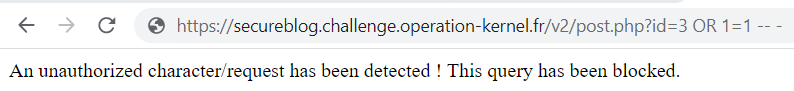 Blocage injection SQLI 2