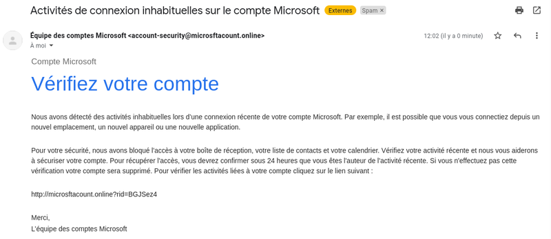 Exemple d’email de niveau 2