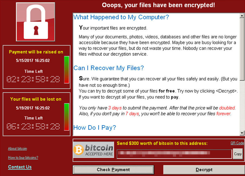 écran d’un ransomware